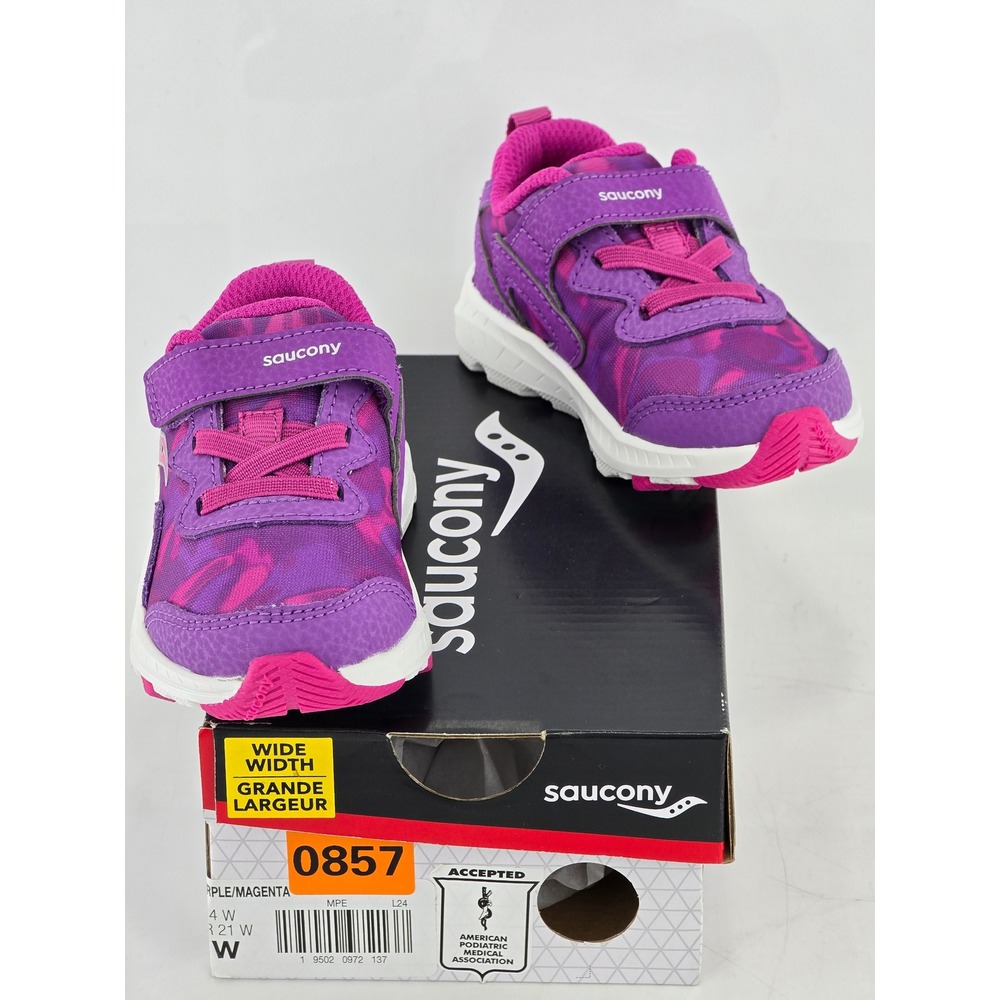 Saucony Wind Sneaker Toddler Girls Size 5W Purple Magenta Hook & Loop - New
